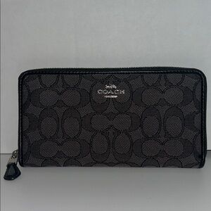 Coach Black Wallet with Signature Pattern